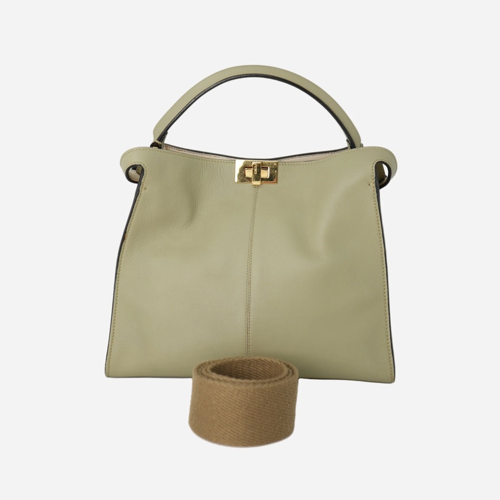 Fendi Vitello Seta Medium Peekaboo X-Lite Mandorlo